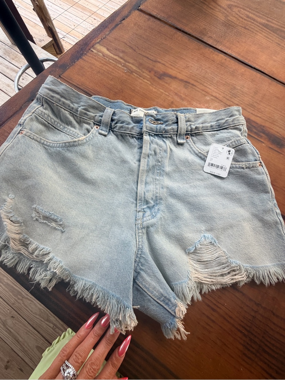 Free People We The Free Distressed Cutoff Denim Shorts Size 27 NWT